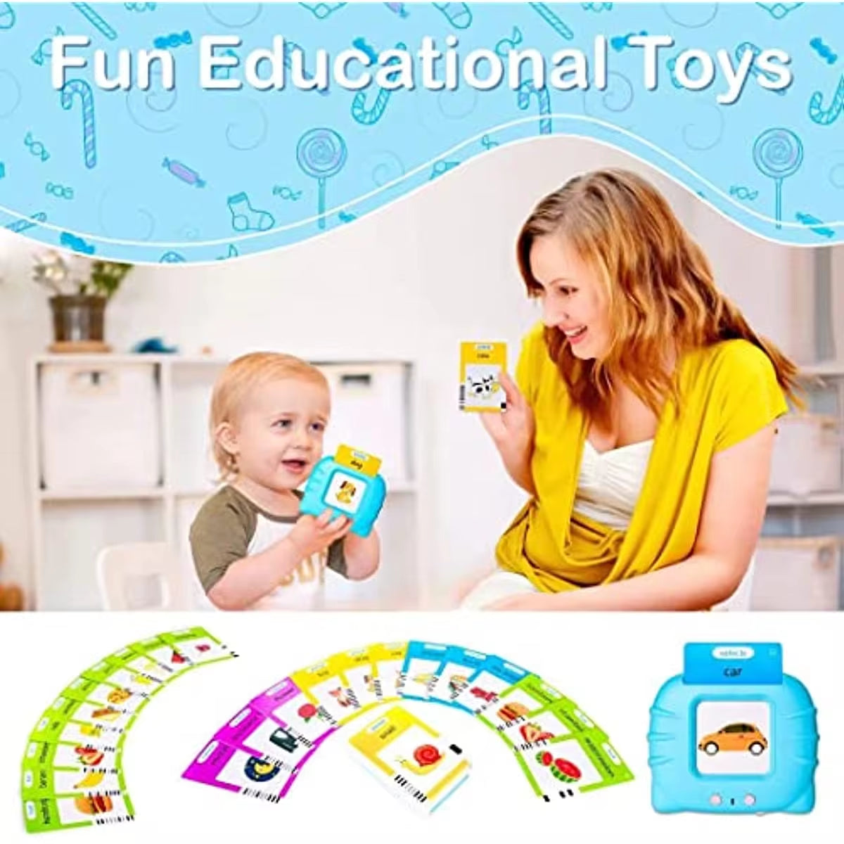 Talking Flash Cards Early Educational Toys Baby Boys Girls Preschool Learning Reading Machine Interactive Gift